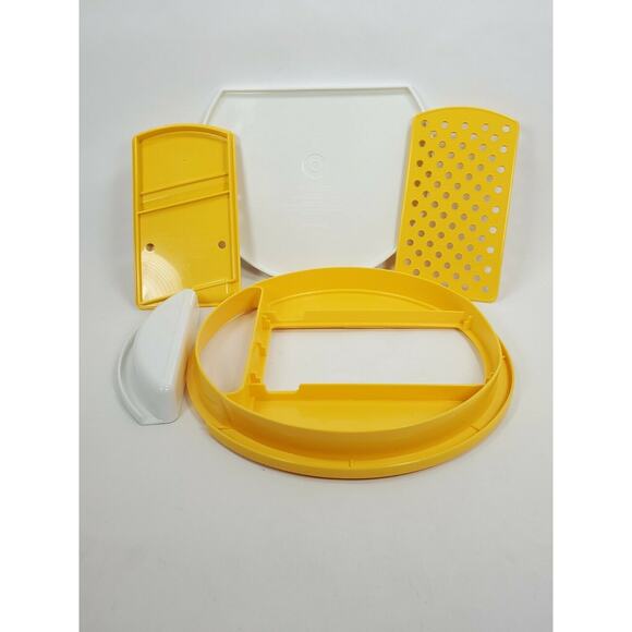 Vintage Tupperware Yellow 1980s Grater Cutting Board Slicer Set #1849 1851-53 - Picture 5 of 5
